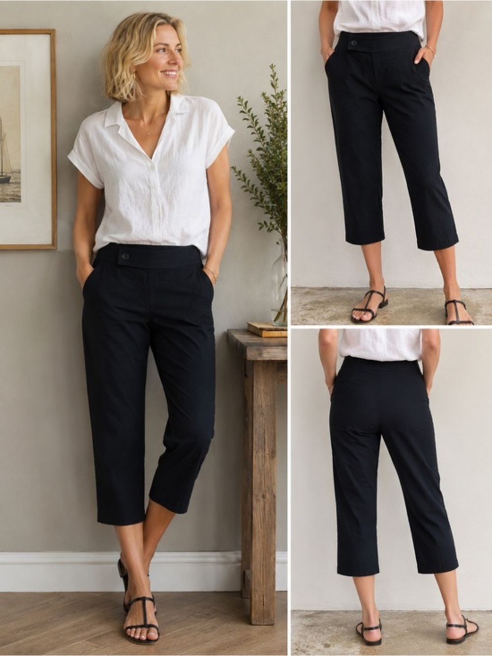Banana Republic Camden Cropped Stretch Black Pants Size 12